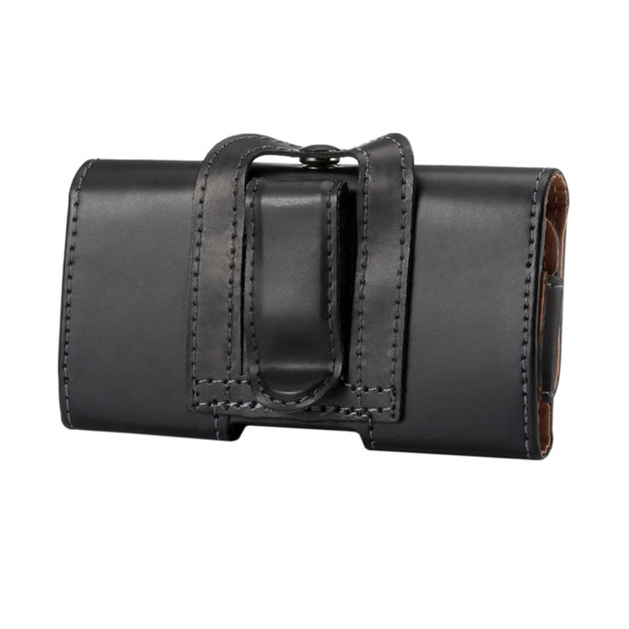 Men Glossy Texture Portable Mobile Phone Back Buckle Transverse Sleeve Waist Pack Leather Case fo...