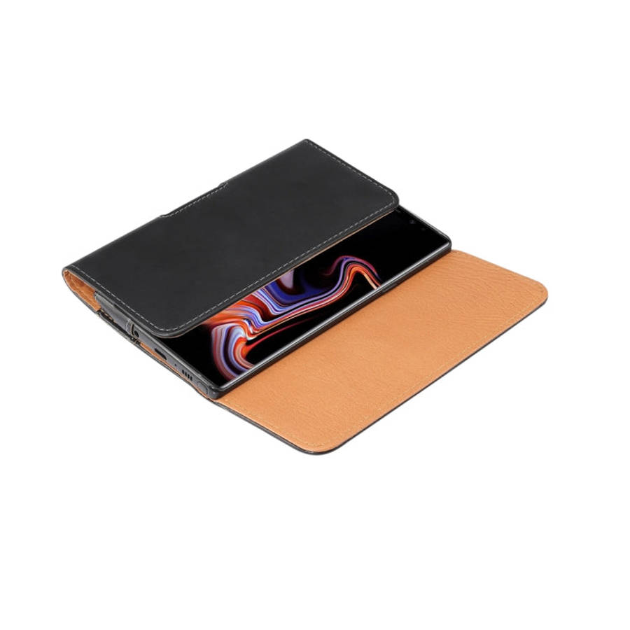 Men Glossy Texture Portable Mobile Phone Back Buckle Transverse Sleeve Waist Pack Leather Case fo...