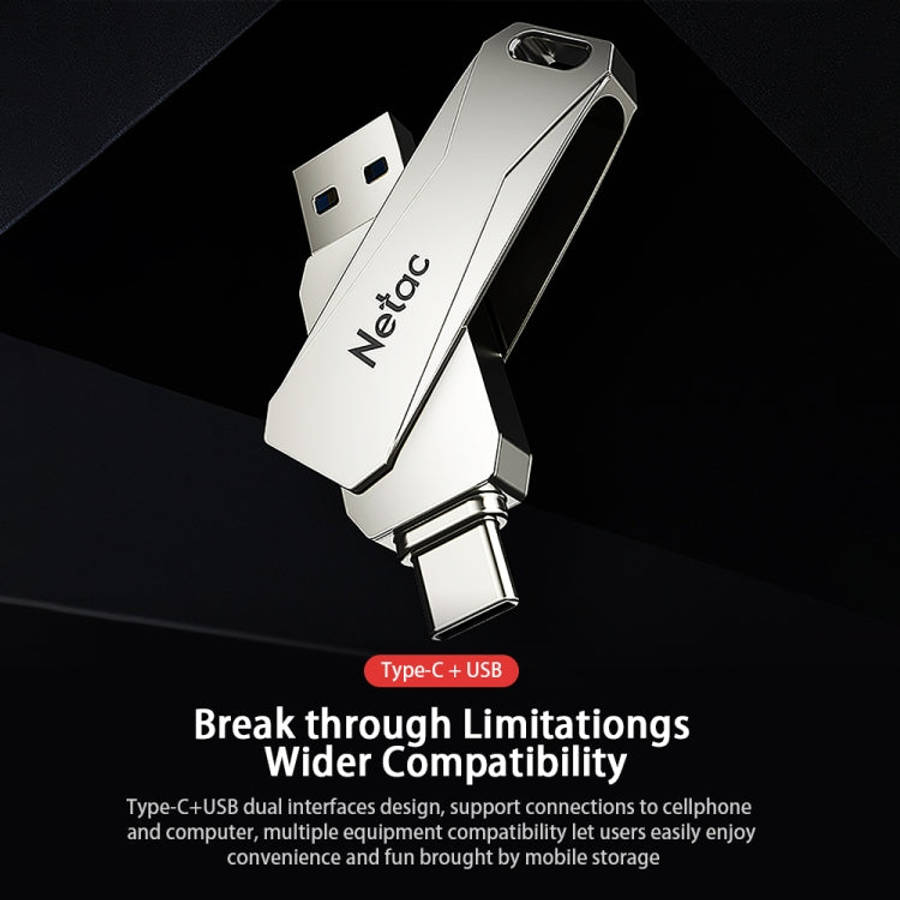 Netac U782C 128GB USB-C / Type-C + USB 3.0 360 Degrees Rotation Zinc Alloy Flash Drive OTG U Disk...