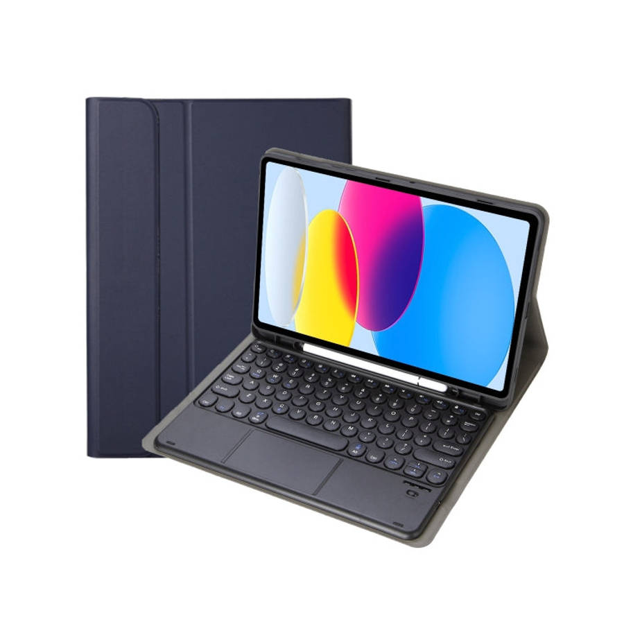 For iPad 11 2025 / 10th Gen 10.9 2022 YA10B-A Lambskin Texture Bluetooth Touch Keyboard Leather T...