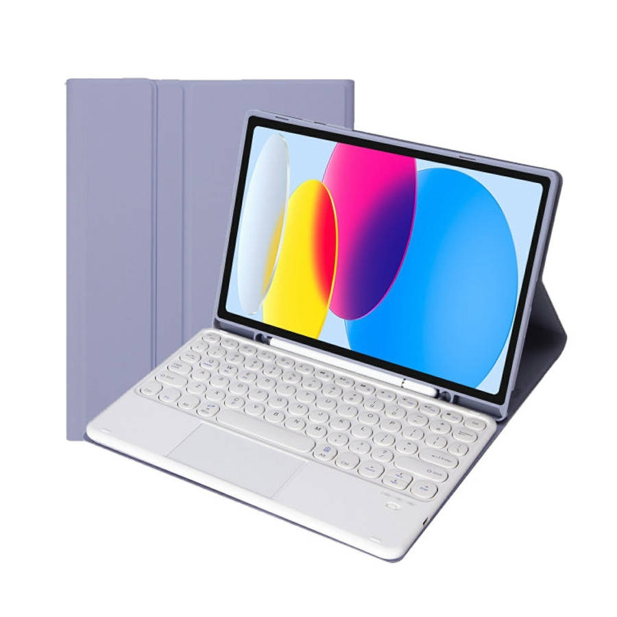 For iPad 11 2025 / 10th Gen 10.9 2022 YA10B-A Lambskin Texture Bluetooth Touch Keyboard Leather T...