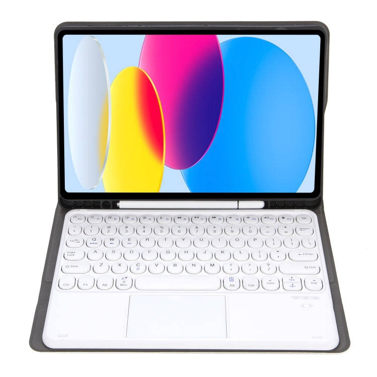 For iPad 11 2025 / 10th Gen 10.9 2022 YA10B-A Lambskin Texture Bluetooth Touch Keyboard Leather T...