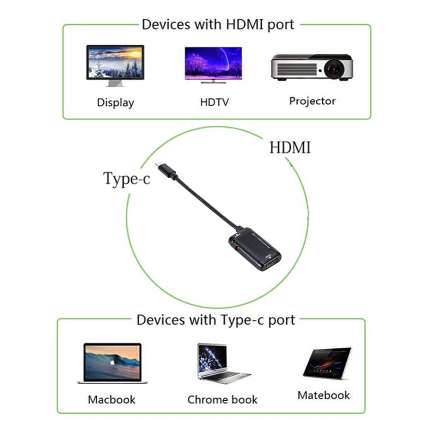 USB-C / Type-C 3.1 (MHL) to 1080P HD HDMI Video Adapter Cable, Length: 12cm, 12cm