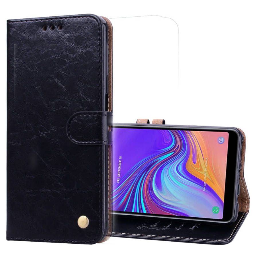 Business Style Oil Wax Texture Horizontal Flip Leather Case for Galaxy A7 (2018), with Holder & C...