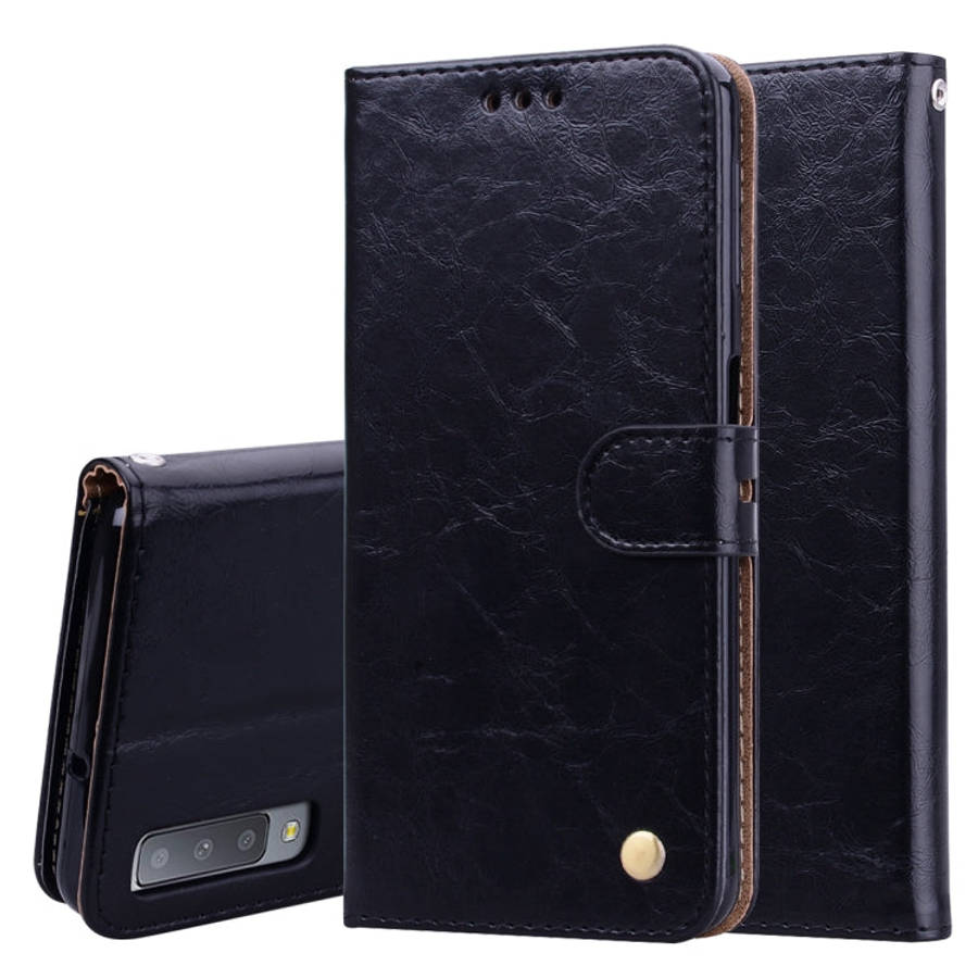 Business Style Oil Wax Texture Horizontal Flip Leather Case for Galaxy A7 (2018), with Holder & C...