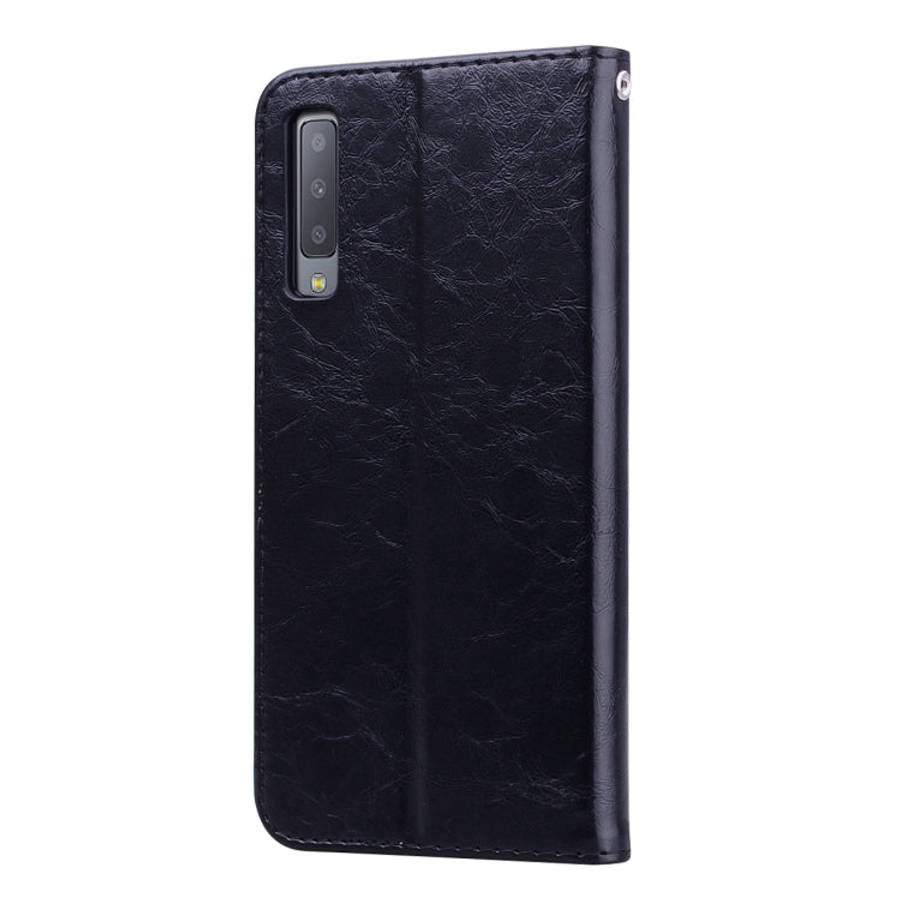 Business Style Oil Wax Texture Horizontal Flip Leather Case for Galaxy A7 (2018), with Holder & C...