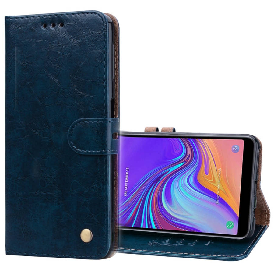 Business Style Oil Wax Texture Horizontal Flip Leather Case for Galaxy A7 (2018), with Holder & C...
