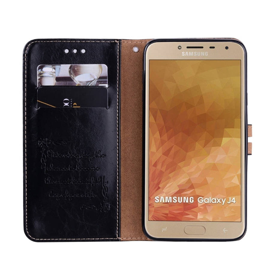 Business Style Oil Wax Texture Horizontal Flip Leather Case for Galaxy J4 (EU Version) (2018), wi...
