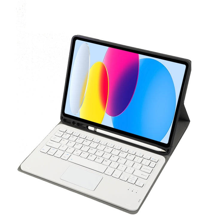 For iPad 11 2025 / 10th Gen 10.9 2022 A10B-A Lambskin Texture Bluetooth Touch Keyboard Leather Ta...