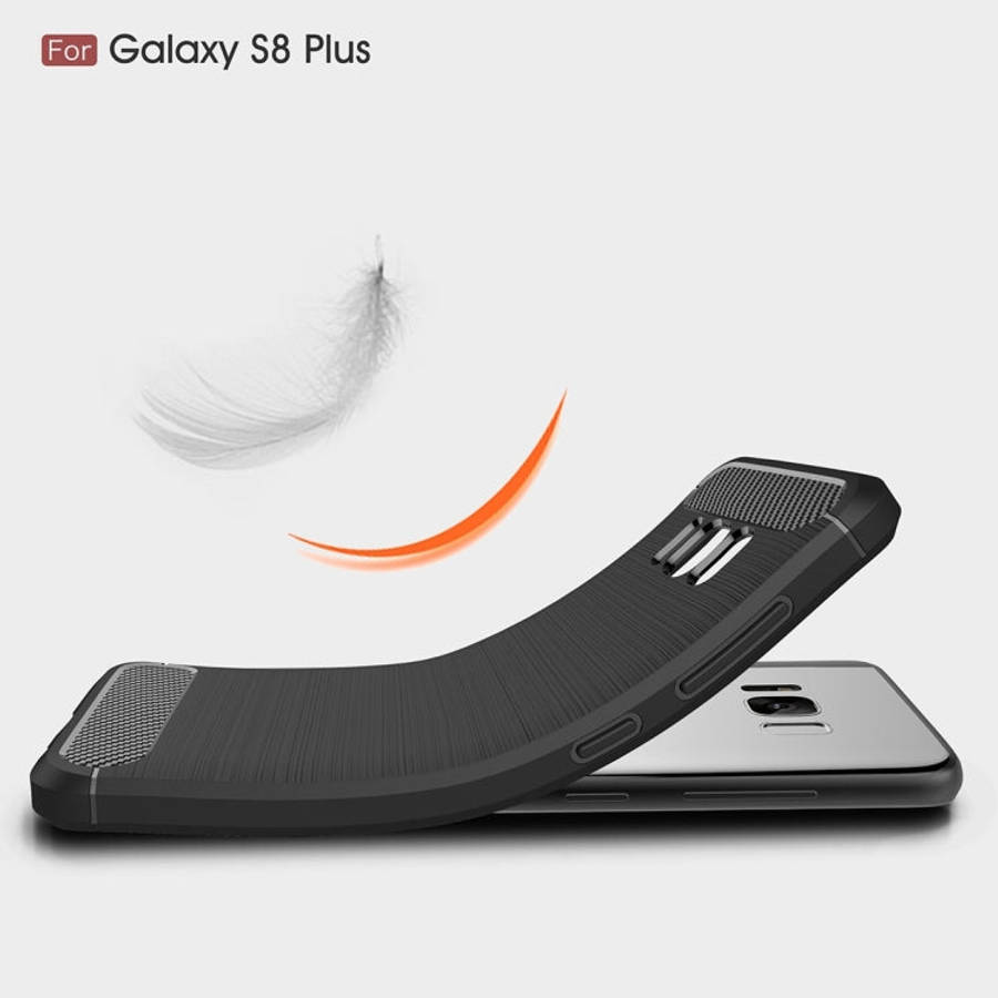 For Galaxy S8 + / G9550 Brushed Carbon Fiber Texture Shockproof TPU Protective Cover Case, For Ga...