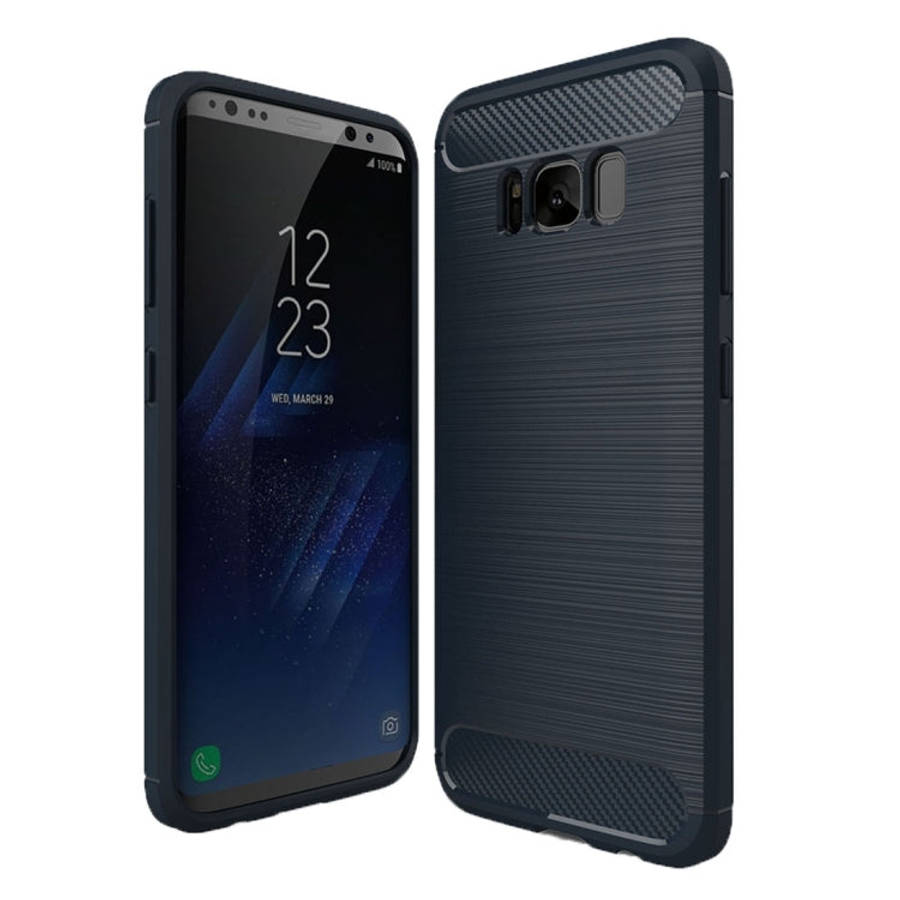 For Galaxy S8 + / G9550 Brushed Carbon Fiber Texture Shockproof TPU Protective Cover Case, For Ga...