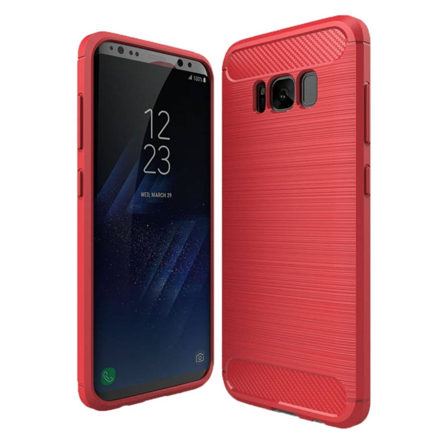 For Galaxy S8 + / G9550 Brushed Carbon Fiber Texture Shockproof TPU Protective Cover Case, For Ga...