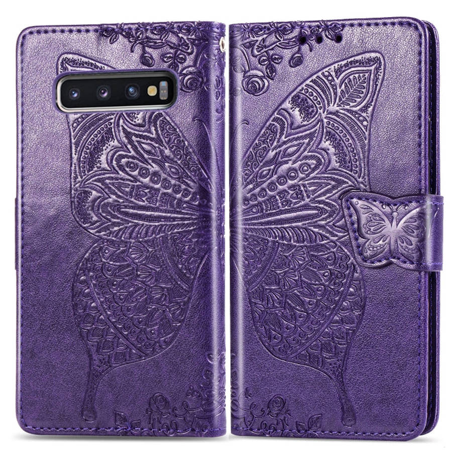 Butterfly Love Flowers Embossing Horizontal Flip Leather Case for Galaxy S10, with Holder & Card ...