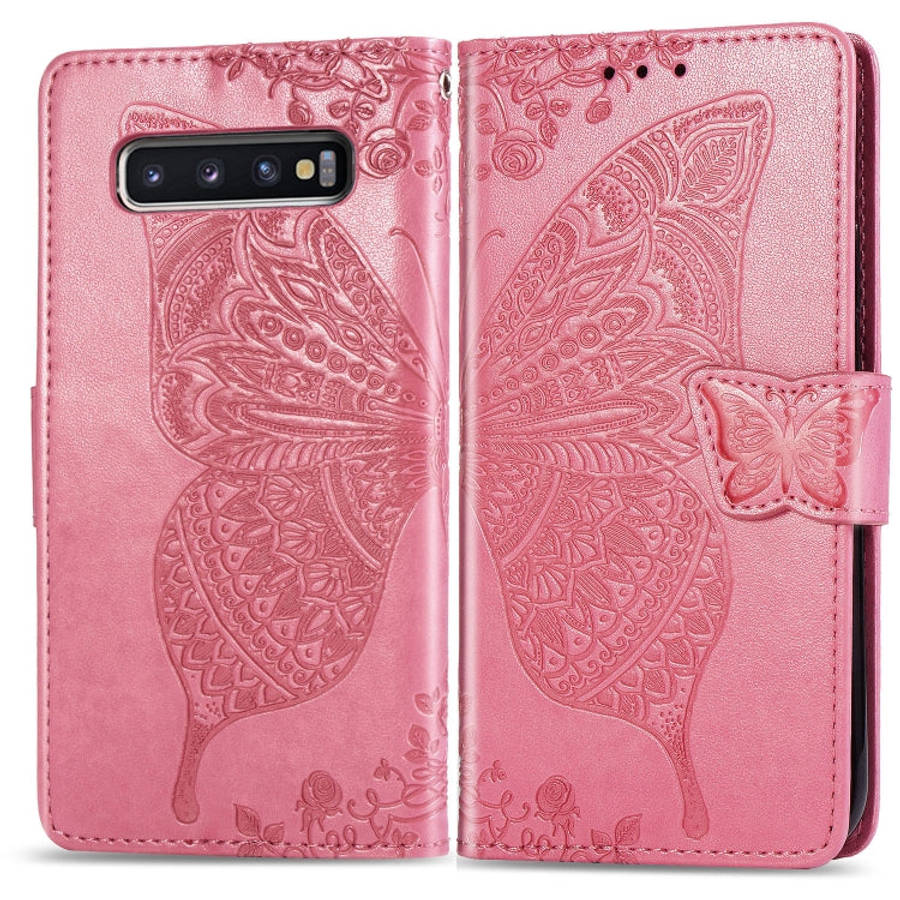 Butterfly Love Flowers Embossing Horizontal Flip Leather Case for Galaxy S10, with Holder & Card ...