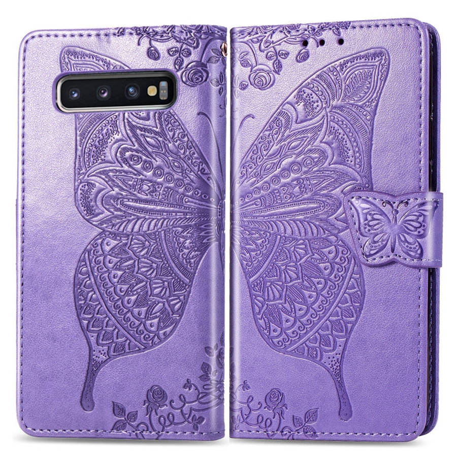 Butterfly Love Flowers Embossing Horizontal Flip Leather Case for Galaxy S10, with Holder & Card ...