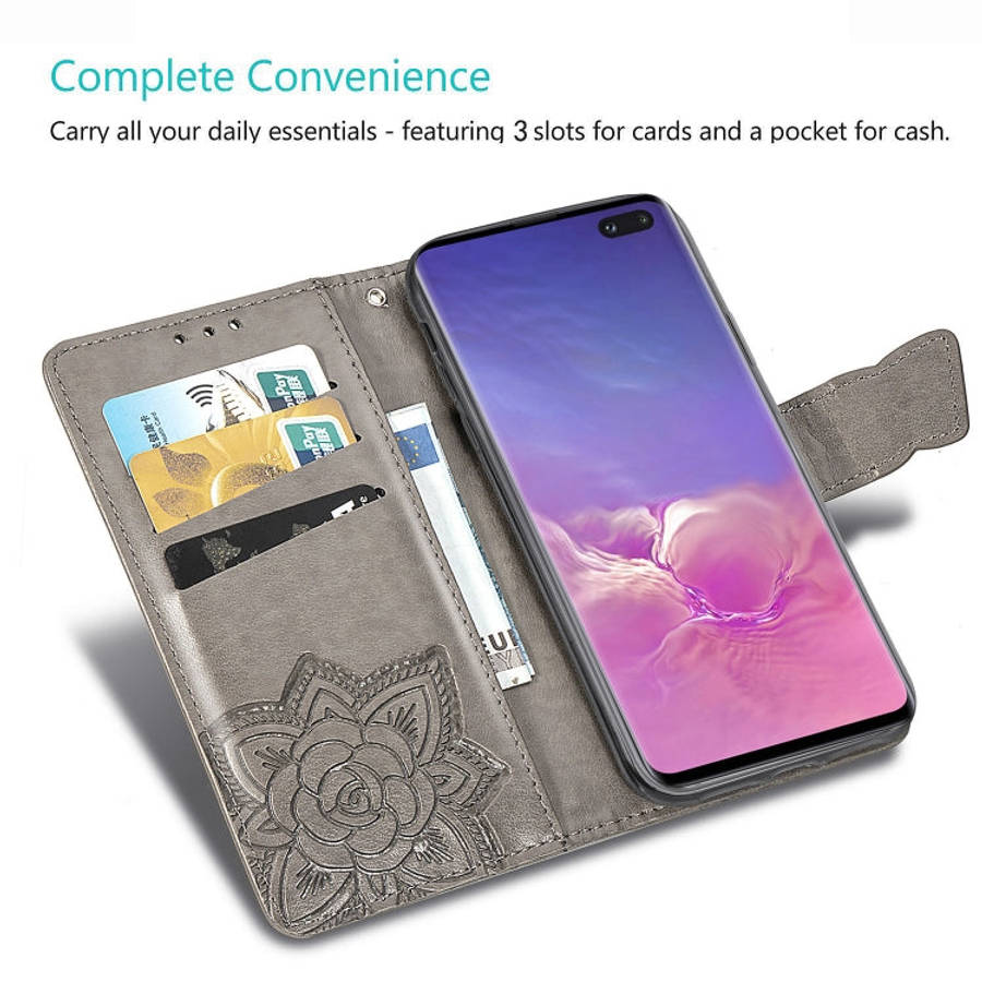 Butterfly Love Flowers Embossing Horizontal Flip Leather Case for Galaxy S10+, with Holder & Card...