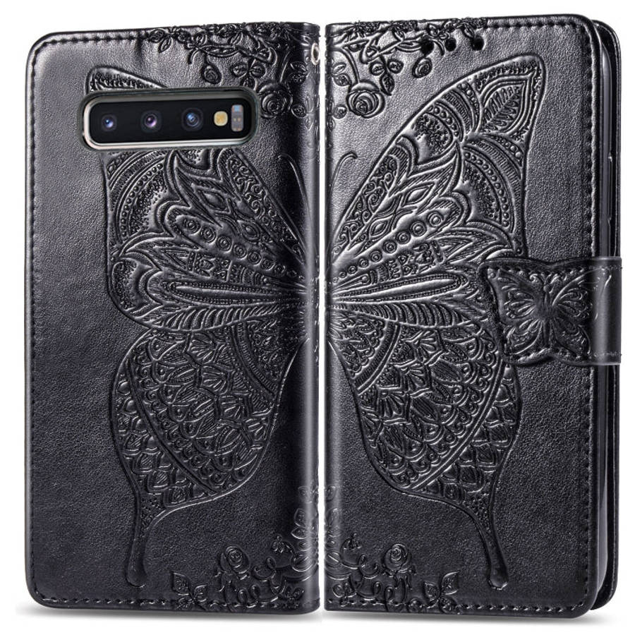Butterfly Love Flowers Embossing Horizontal Flip Leather Case for Galaxy S10+, with Holder & Card...
