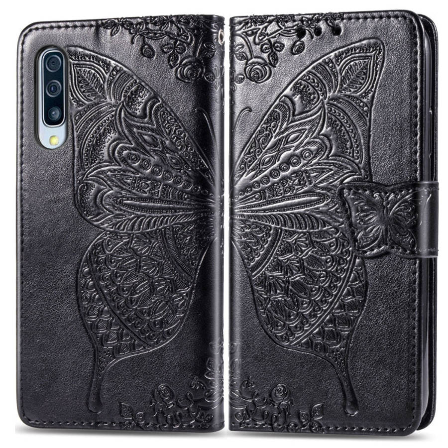 Butterfly Love Flowers Embossing Horizontal Flip Leather Case for Galaxy A50, with Holder & Card ...