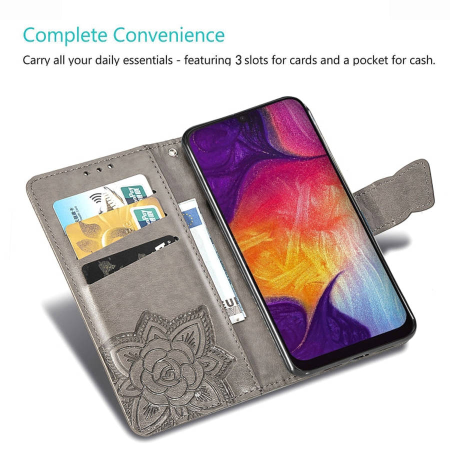 Butterfly Love Flowers Embossing Horizontal Flip Leather Case for Galaxy A50, with Holder & Card ...