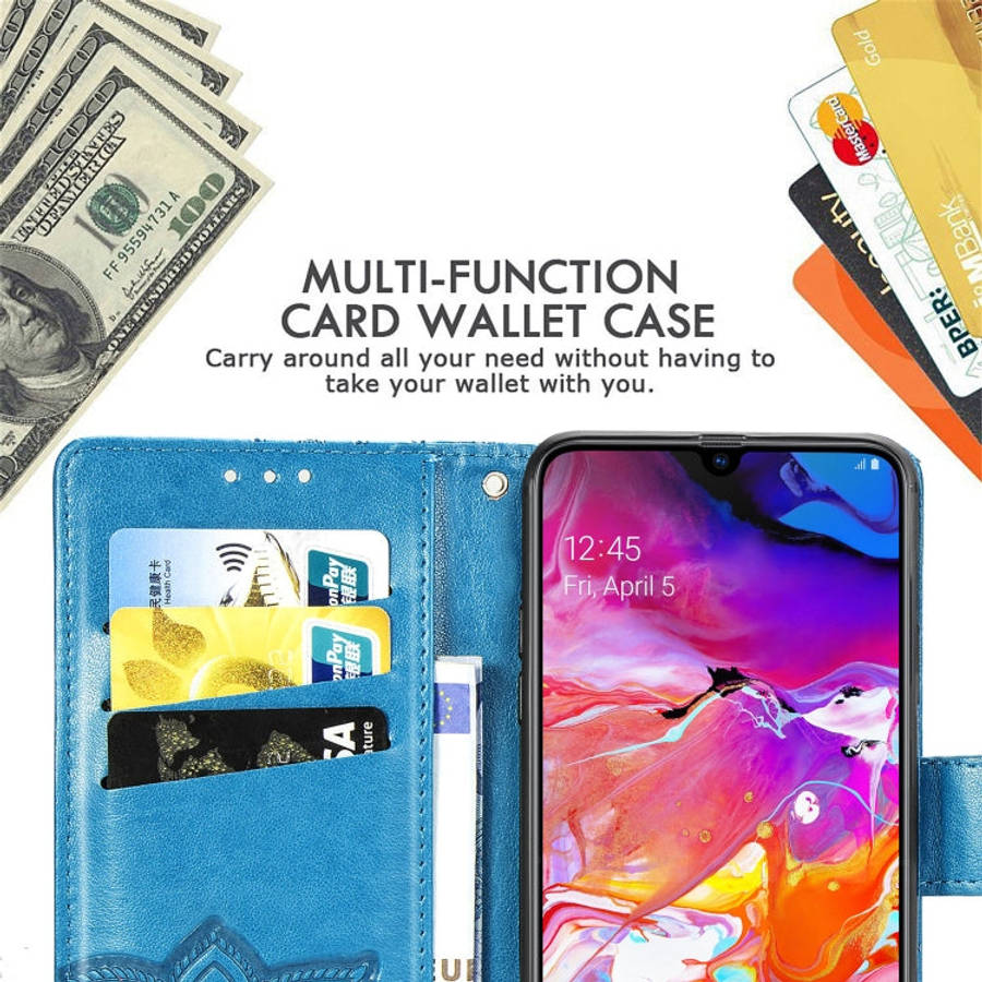 Butterfly Love Flowers Embossing Horizontal Flip Leather Case for Galaxy A70, with Holder & Card ...