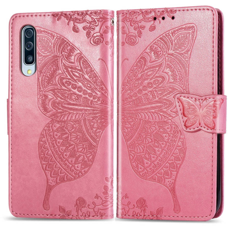 Butterfly Love Flowers Embossing Horizontal Flip Leather Case for Galaxy A70, with Holder & Card ...