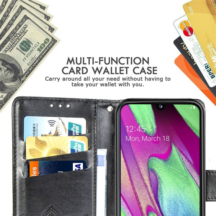 Butterfly Love Flowers Embossing Horizontal Flip Leather Case for Galaxy A40, with Holder & Card ...