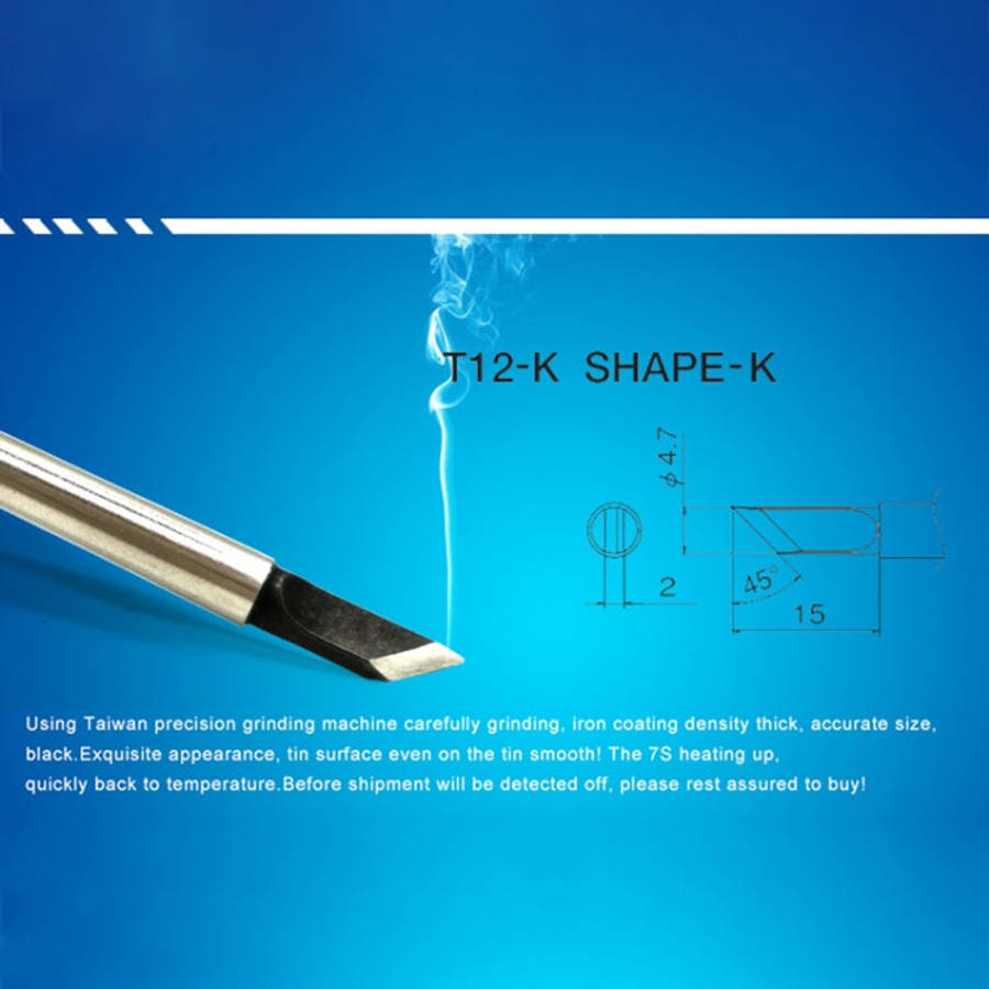 QUICKO T12-K Black Welding Lead-free Soldering Iron Tip, T12-K