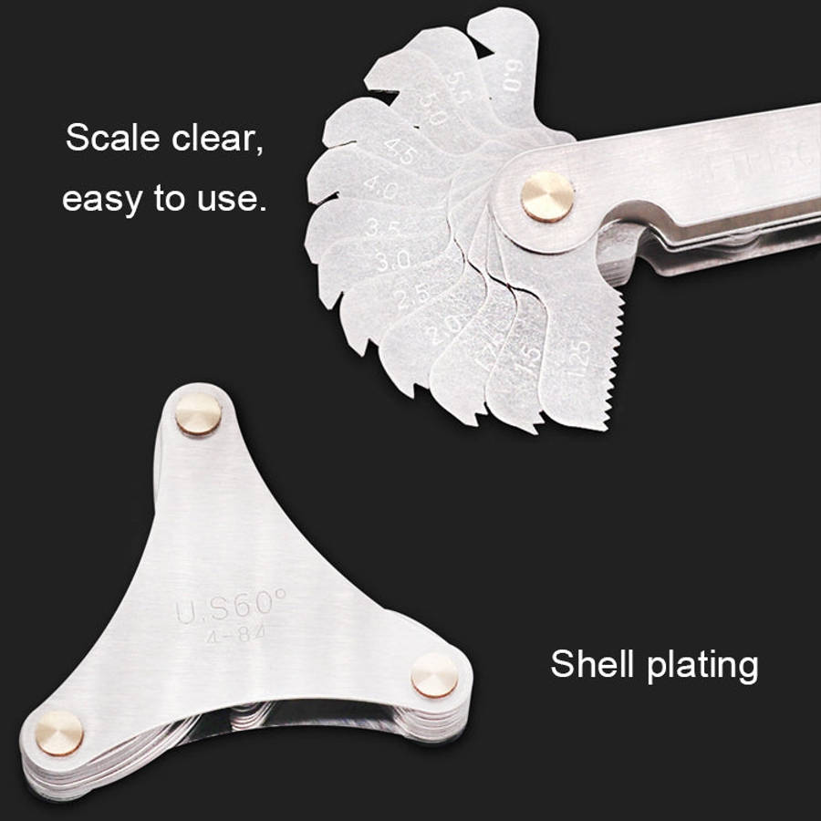 58 PCS Metric 60 Degrees +British 55 Degrees CR Stainless Steel Thread Gauge, 58 PCS Thread Gauge
