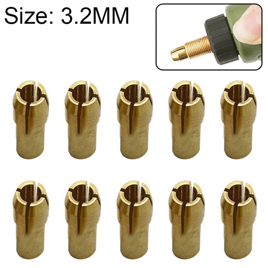 10 PCS Three-claw Copper Clamp Nut for Electric Mill FittingsBore diameter: 3.2mm, Bore diamet...