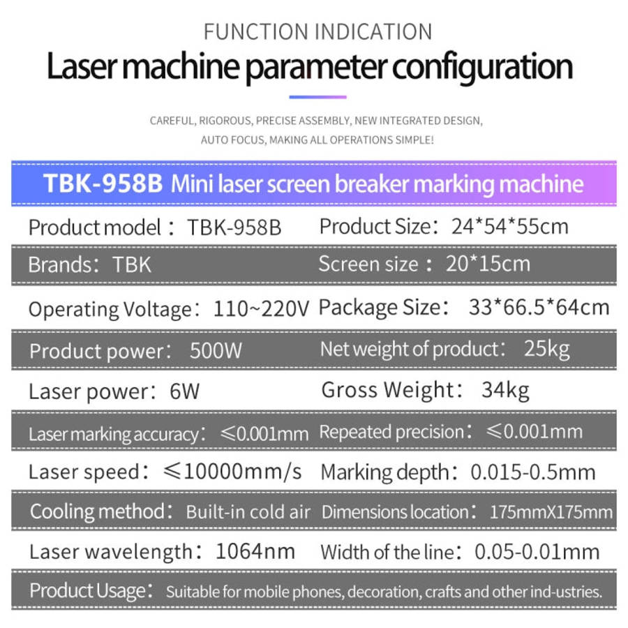 TBK958B Automatic Mini Laser Marking Screen Separater Repair Machine, TBK-958B