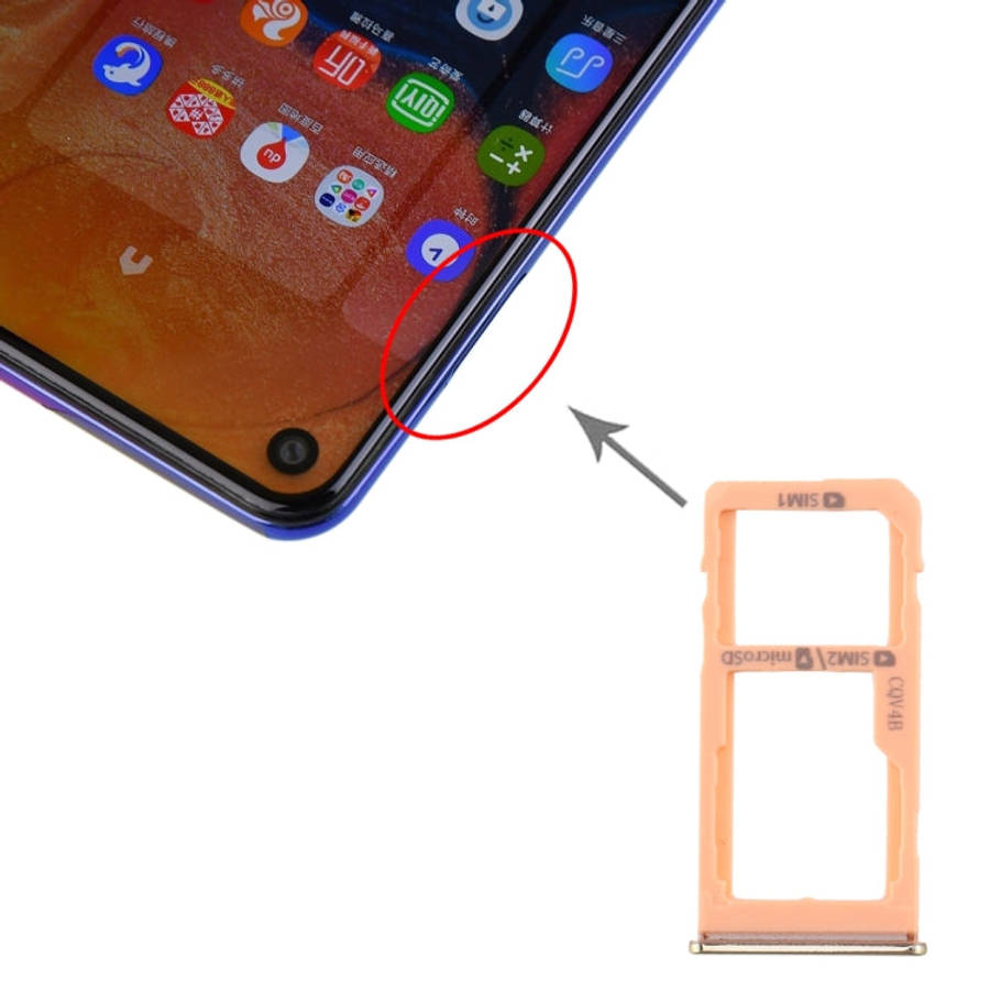 For Samsung Galaxy A60 SIM Card Tray + SIM Card Tray / Micro SD Card Tray, For Samsung Galaxy A60...
