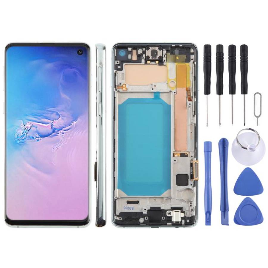 For Samsung Galaxy S10 4G SM-G973F 6.05 inch TFT LCD Screen Digitizer Full Assembly with Frame, N...