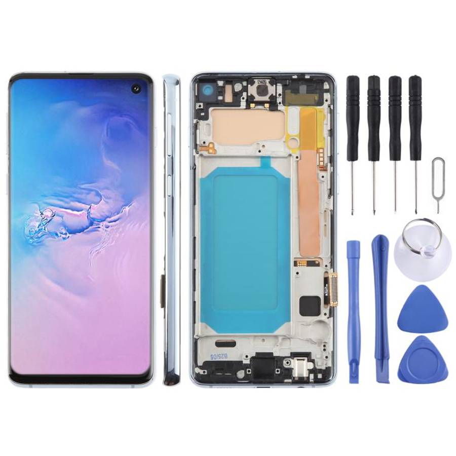 For Samsung Galaxy S10 4G SM-G973F 6.05 inch TFT LCD Screen Digitizer Full Assembly with Frame, N...