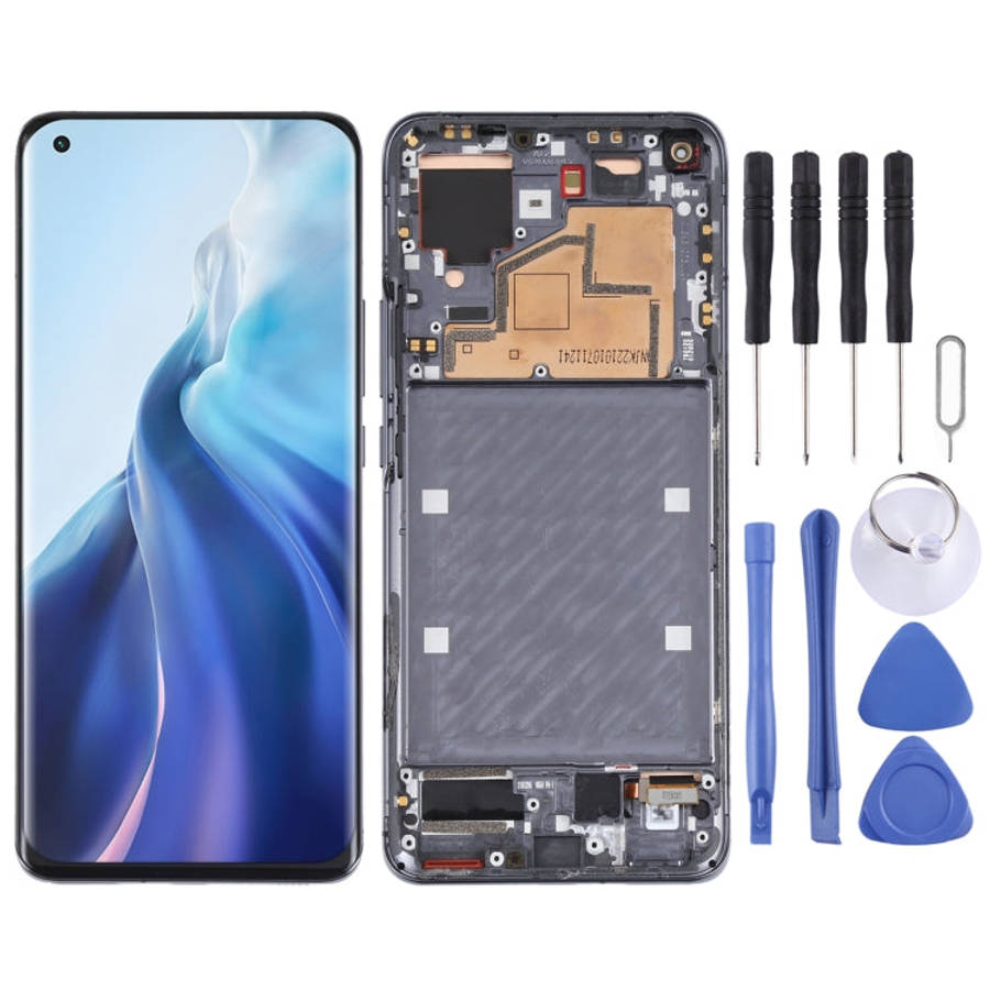 Original LCD Screen and Digitizer Full Assembly with Frame for Xiaomi Mi 11 M2011K2C, M2011K2G, F...