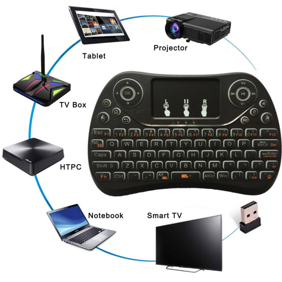 I8 Max 2.4GHz Mini Wireless Keyboard with Touchpad Rechargeable Fly Air Mouse Smart Game 7-color ...
