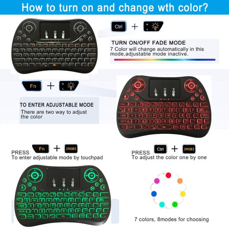 I8 Max 2.4GHz Mini Wireless Keyboard with Touchpad Rechargeable Fly Air Mouse Smart Game 7-color ...