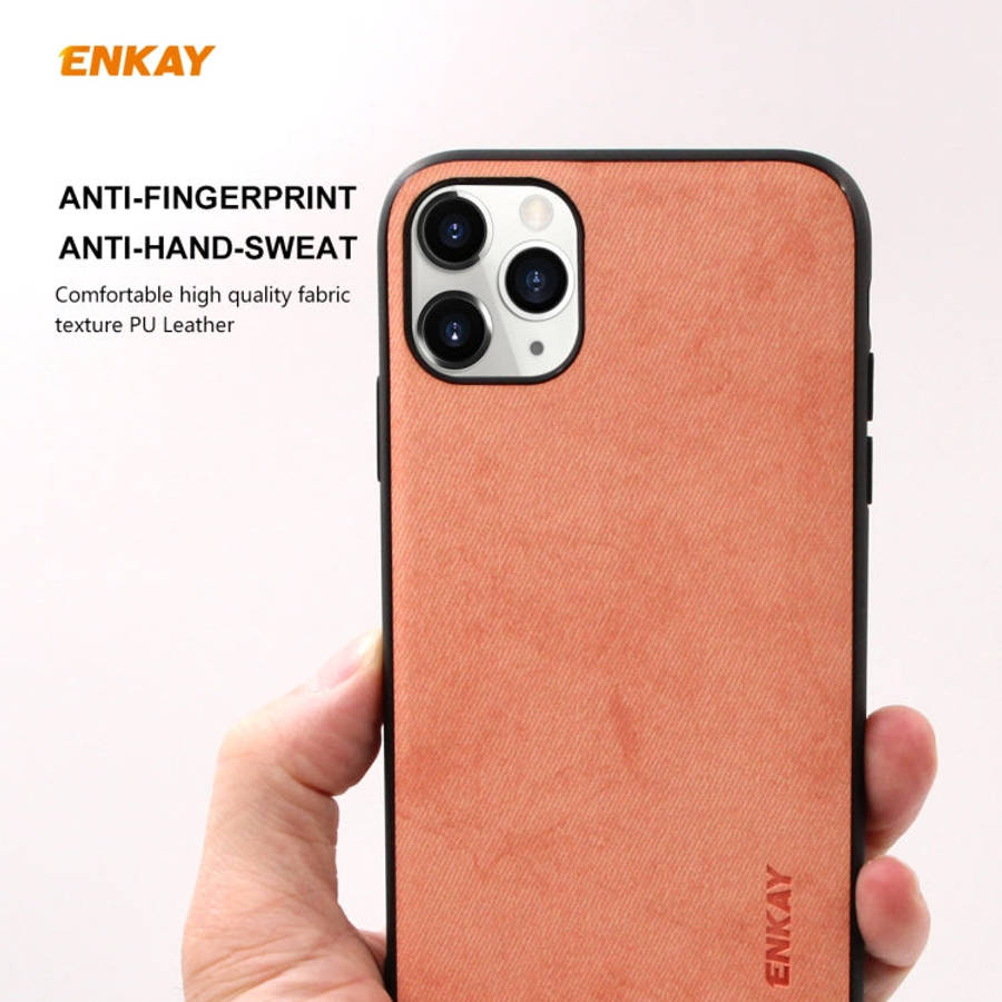 For iPhone 11 Pro Max ENKAY ENK-PC030 Business Series Fabric Texture PU Leather + TPU Soft Slim C...