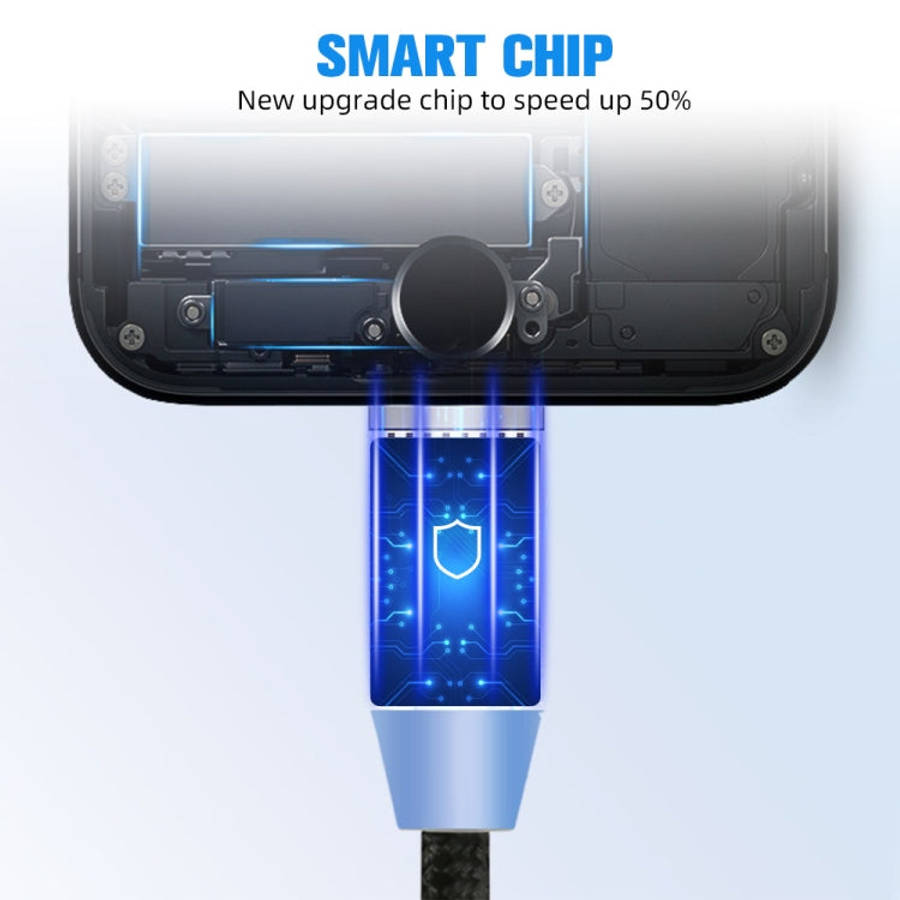 USB to 8 Pin Magnetic Metal Connector Nylon Two-color Braided Magnetic Charging Cable, Cable Leng...
