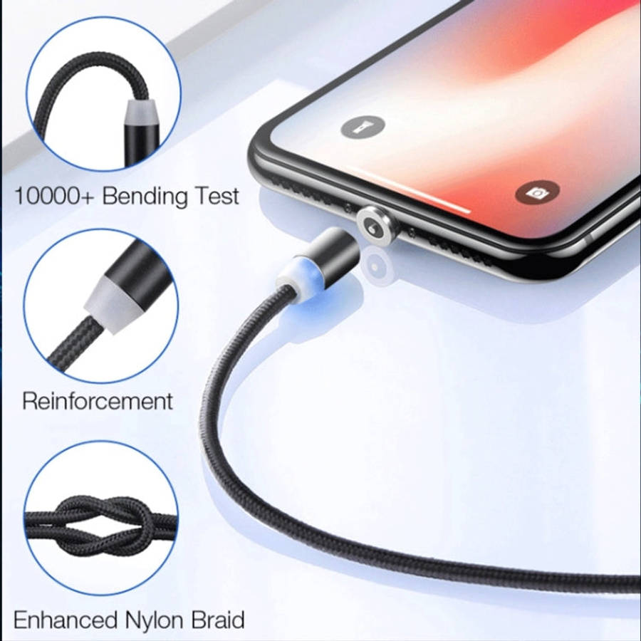 USB to 8 Pin Magnetic Metal Connector Nylon Two-color Braided Magnetic Charging Cable, Cable Leng...