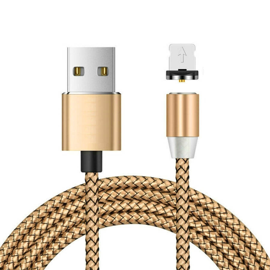 USB to 8 Pin Magnetic Metal Connector Nylon Two-color Braided Magnetic Charging Cable, Cable Leng...