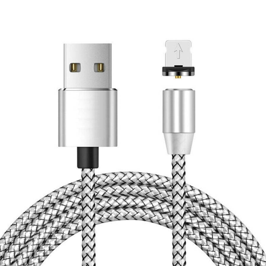 USB to 8 Pin Magnetic Metal Connector Nylon Two-color Braided Magnetic Charging Cable, Cable Leng...
