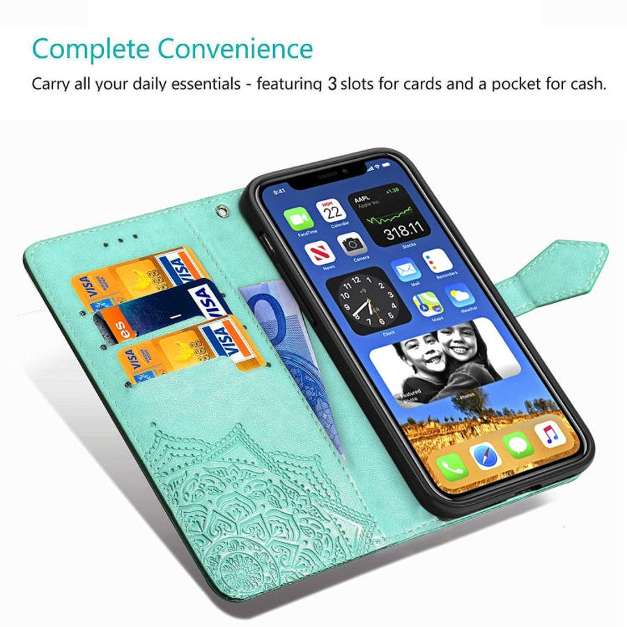 Mandala Flower Embossed Horizontal Flip Leather Case with Bracket / Card Slot / Wallet / Lanyard,...