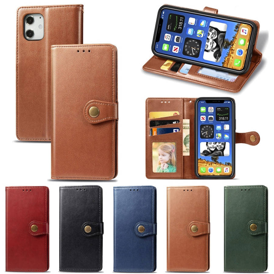 Retro Solid Color Leather Buckle Phone Case with Lanyard & Photo Frame & Card Slot & Wallet & Sta...