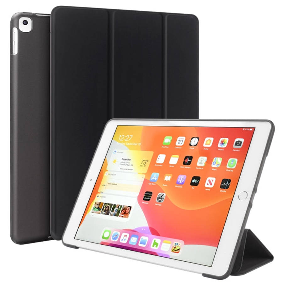 For iPad 10.2 inch 2019 / iPad Pro 10.5 inch Three-folding Surface PU Leather TPU Matte Soft Bott...