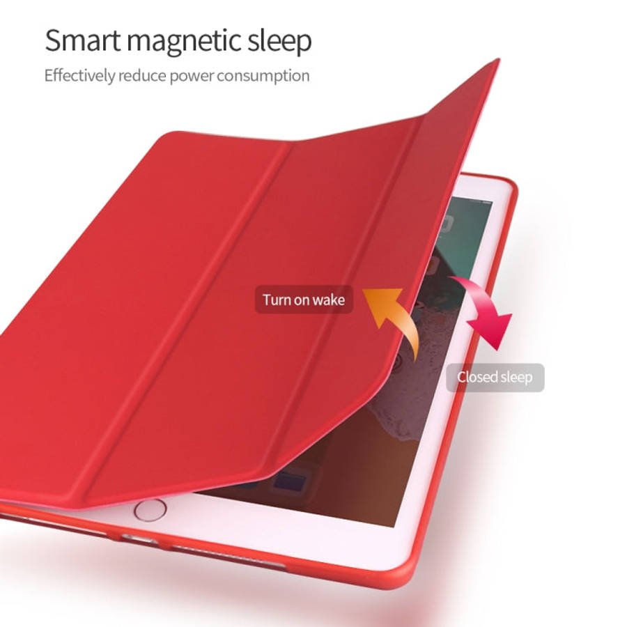 For iPad 10.2 inch 2019 / iPad Pro 10.5 inch Three-folding Surface PU Leather TPU Matte Soft Bott...