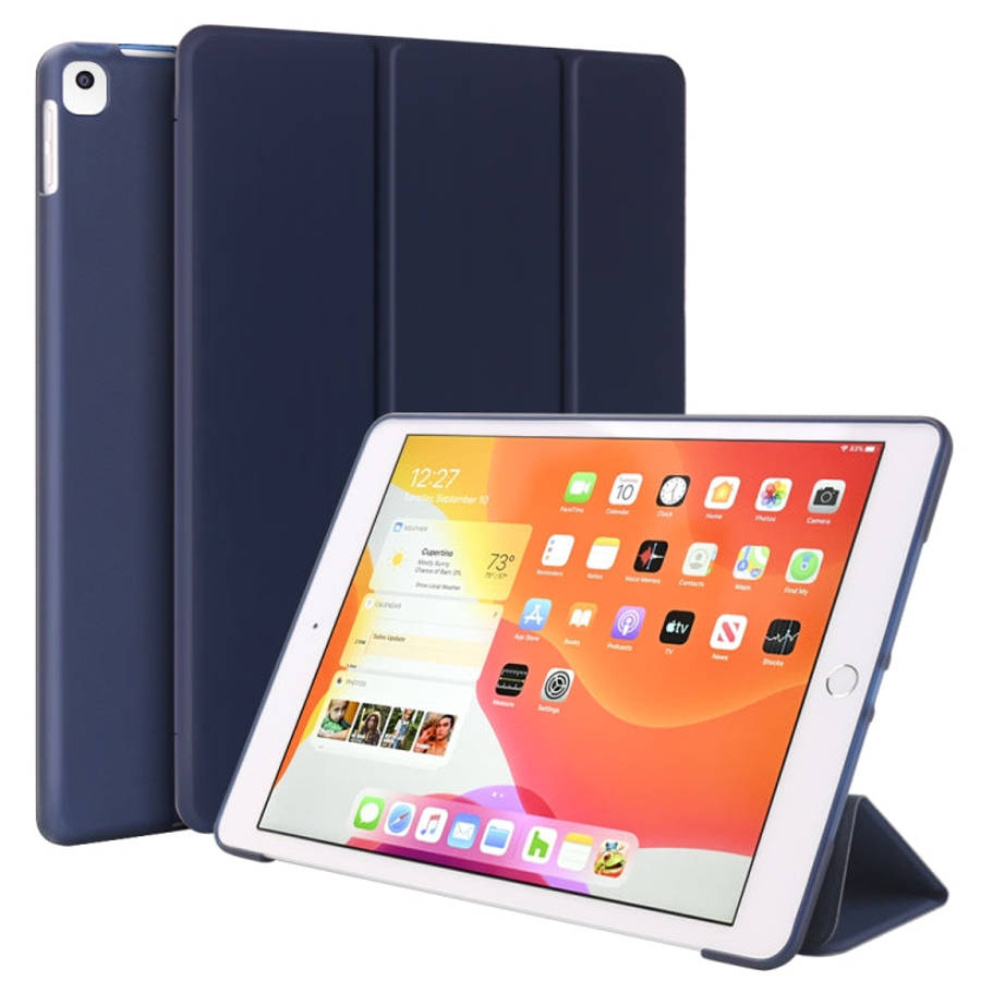 For iPad 10.2 inch 2019 / iPad Pro 10.5 inch Three-folding Surface PU Leather TPU Matte Soft Bott...