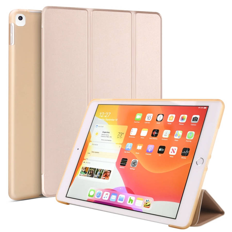 For iPad 10.2 inch 2019 / iPad Pro 10.5 inch Three-folding Surface PU Leather TPU Matte Soft Bott...