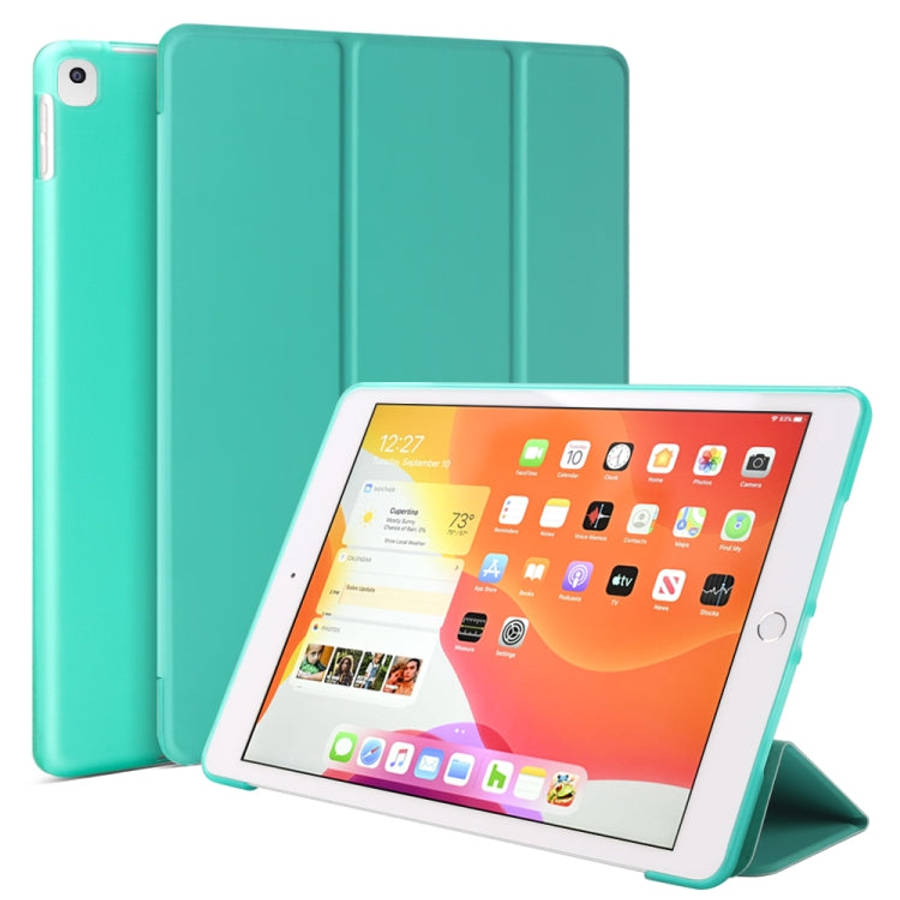 For iPad 10.2 inch 2019 / iPad Pro 10.5 inch Three-folding Surface PU Leather TPU Matte Soft Bott...
