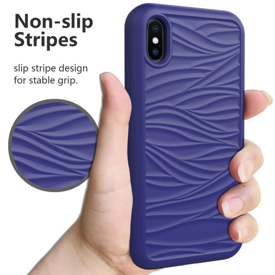 For iPhone XR Wave Pattern 3 in 1 Silicone+PC Shockproof Protective Case