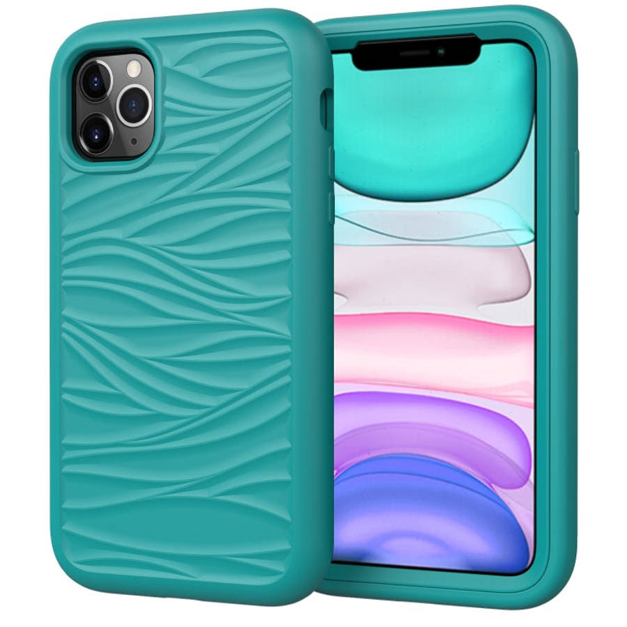 For iPhone 11 Pro Max Wave Pattern 3 in 1 Silicone+PC Shockproof Protective Case, For iPhone 11 P...